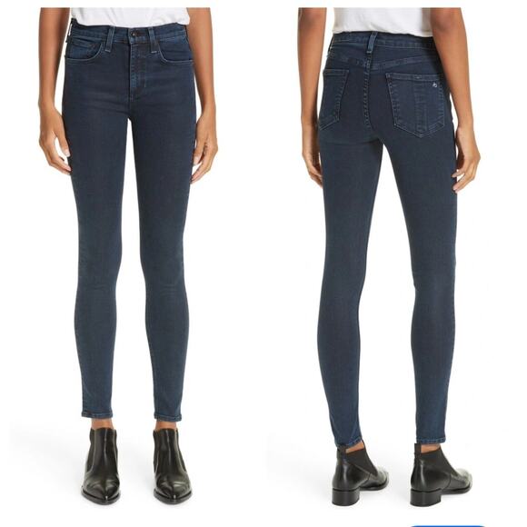 Rag & Bone "Coated Mae" Dark Wash High Rise Skinny Jeans - Picture 1 of 9